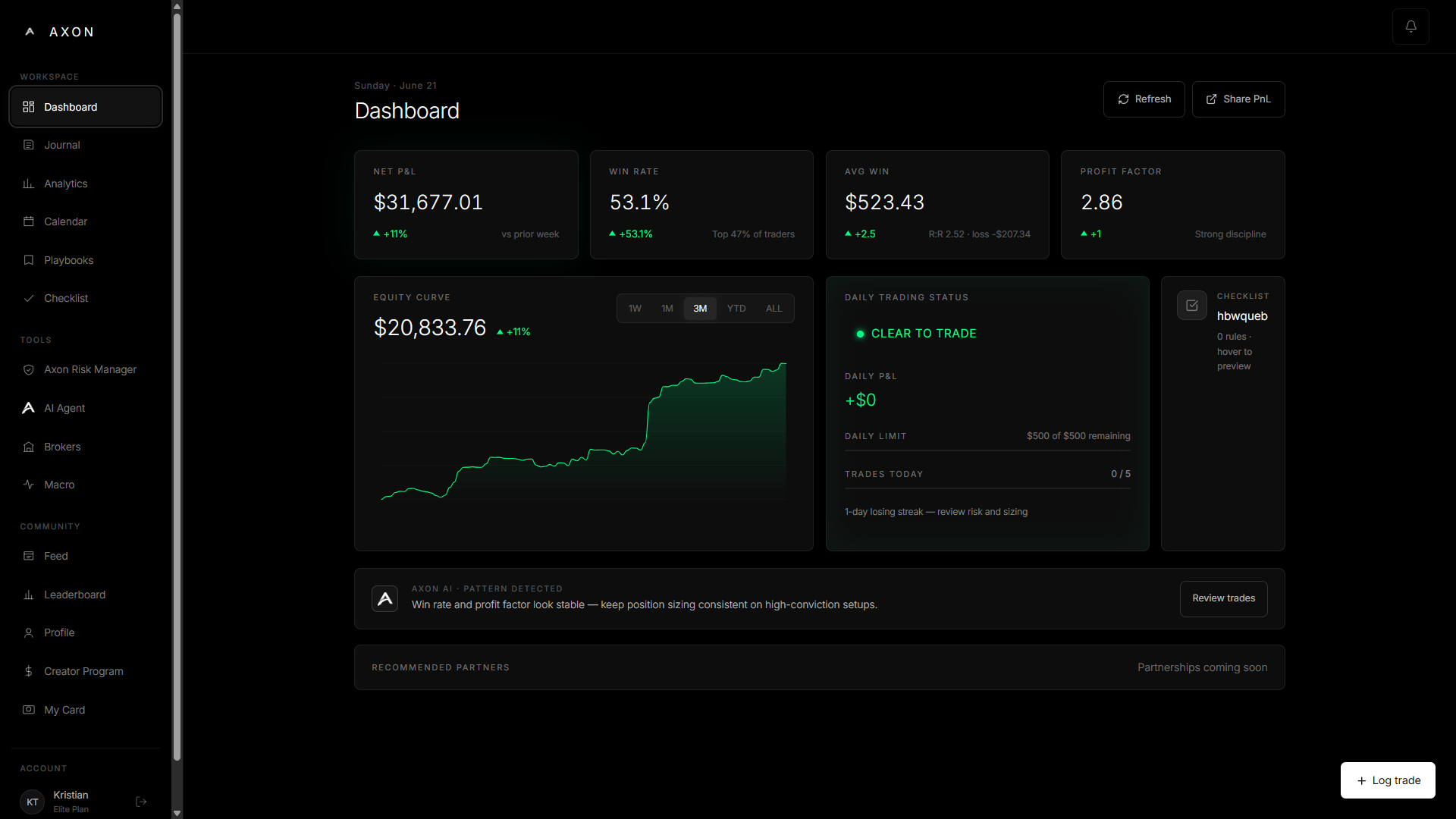 AXON dashboard